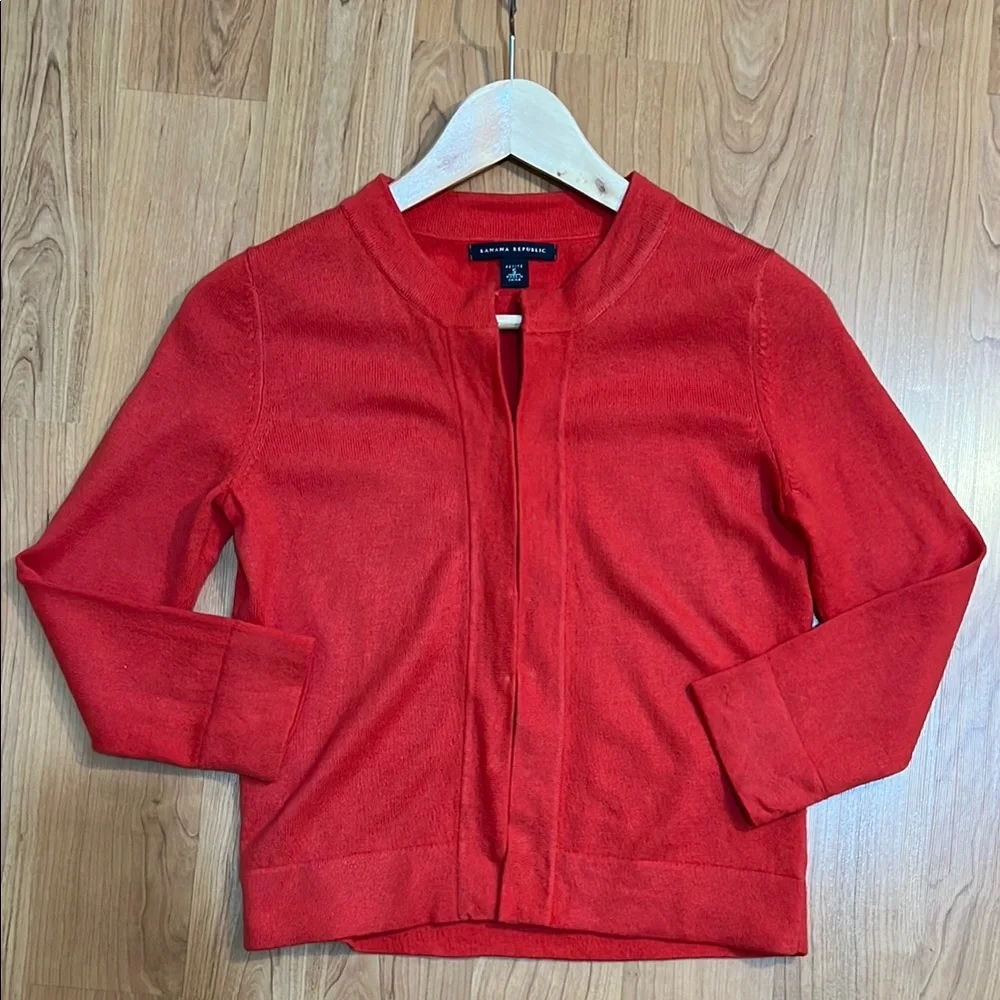 Banana Republic Red cropped Cardigan Sweater with 3/4 sleeves - Picture 8 of 12